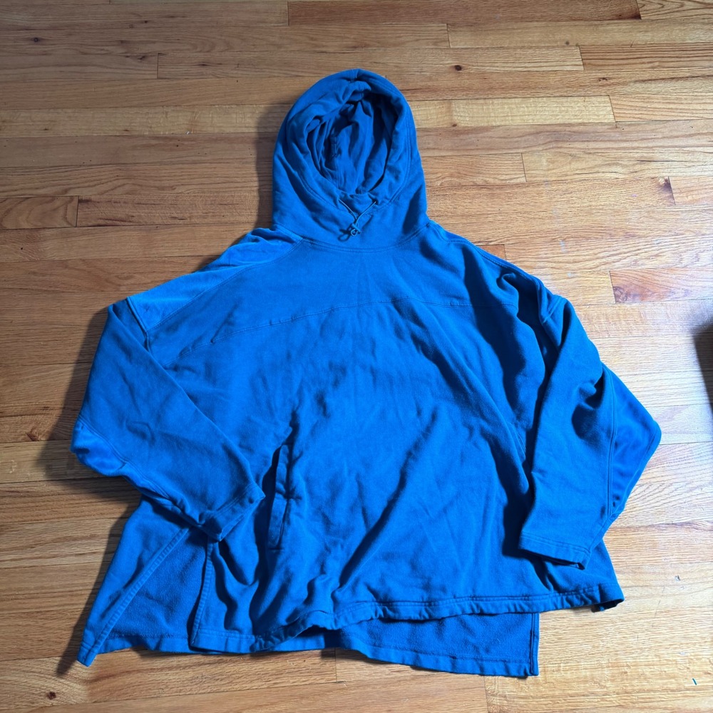 Free People FP Movement Hype Fleece Hoodie XS Blue Oversized Pullover Sweatshirt